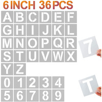 Yeajon 6 Inch Letter Stencils And Numbers, 36 Pcs Alphabet Art Craft Stencils, Reusable Plastic Art Craft Stencils For Wood, Wall, Fabric, Rock, Chalkboard, Signage, Diy School Art Projects (6 Inch)