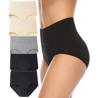 Annenmy Women's High Waist Cotton Underwear Soft Brief Panties Regular And Plus Size (X-Large, Assorted1, 5-Pack)