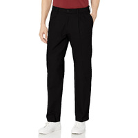 Dockers Men's Classic Fit Signature Khaki Lux Cotton Stretch Pants-Pleated (Regular And Big & Tall), Black, 44W X 29L
