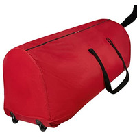 Rolling Tree Storage Bag - Storage For 9-Foot Artificial Christmas Holiday Tree. Zippered Bag, Carry Handles And Wheels For Easy Transport. Protects Against Dust, Insects, And Moisture. (Red)