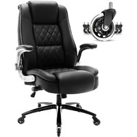 Ezaki High Back Office Chair-Flip-Up Arms Executive Computer Desk Chair, Built-In Lumbar Support Thick Padded Adjustable Rock Tension Ergonomic Design For Back Pain (Beige)