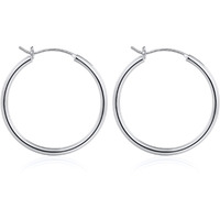 M Mooham Big Silver Hoop Earrings For Women, White Gold Plated 925 Sterling Silver Post Hypoallergenic Large Hoops Earrings Dainty Big Silver Hoop Earrings For Women Jewelry 30Mm