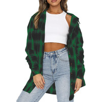 Lacozy Womens Buffalo Check Plaid Flannel Shirt Casual Long Sleeve Button Down Shirts Green Medium