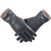 Winter Leather Gloves For Women, Wool Fleece Lined Warm Gloves, Touchscreen Texting Thick Thermal Snow Driving Gloves By Redess