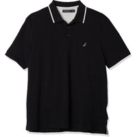 Nautica Men's Classic Fit Short Sleeve Dual Tipped Collar Polo Shirt, True Black, 3X-Large