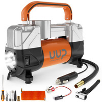Uup Tire Inflator Air Compressor, 150Psi 12V Dc Double Cylinders Heavy Duty Portable Air Pump W/Emergency Led Light For Truck, Suv, Car, Rv