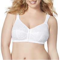 Just My Size Women's Full Figure Easy On Front Close Wirefree Bra Mj1107 , 38D White
