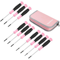 Workpro 10-Piece Precision Screwdriver Set With Pink Pouch, Phillips, Slotted, Torx Star, Magnetic Tip Small Screwdriver Repair Kit, For Eyeglass, Watch, Computer, Laptop And Phone - Pink Ribbon