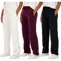 Real Essentials Womens Fleece Open Women Sweatpant Bottom Sweatpants Running Pant Baggy Wide Leg Jogging Sweats Bottoms Teen Lounge Active Ladies Warm Pants Casual Athletic Sweat, Set 1, S, Pack Of 3