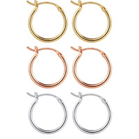 M Mooham Small Gold Hoop Earrings For Women, 14K Gold Plated 925 Sterling Silver Post Hypoallergenic Chunky Mini Hoops Earrings Pack Set Dainty Tiny Small Gold Hoop Earrings For Women Jewelry 15Mm