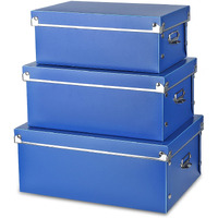 Seekind Photo Boxes Storage, Storage Boxes With Lids And Handles, 3 In 1 Set, Multiple Size(Smallmediumlarge) Plastic Box For Photos, Toys, Document, Cosmetic, Socks, Snacks, Etc(Blue)