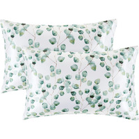 Exq Home Satin Pillowcase Silky Satin Pillowcase For Hair And Skin,Soft Cooling Printed Pillow Cases Queen Size Set Of 2 Satin Pillow Case With Envelope Closure Ink Leaf