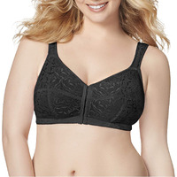 Just My Size Womens Easy On Front Close Wirefree Mj1107 Bras, Black, 40D Us