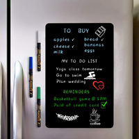 Magnetic Black Dry Erase Board Sheet 17X11"" For Fridge, Bright Colors Chalk Markers And Easy To Clean, Small Refrigerator Magnet Whiteboard For Family Planner And Grocery List,3 Chalk Markers & Eraser