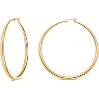 Milla 14K Gold Hoop Earrings For Women, Silver Hoop Earrings & Rose Gold Earrings With Graduated Curvature (14K Gold Plated/Medium - 2.4 In)