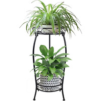 Mocory Plant Stand Indoor Outdoor 2 Tier 27"" Tall Metal Potted Holder Rack Flower Pot Stand Heavy Duty Plant Shelf Rustproof Iron Multiple Plant Round Supports Rack For Planter Corner Garden Balcony Patio