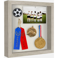 Americanflat 11X11 Shadow Box Frame In Driftwood With Soft Linen Back - Engineered Wood With Polished Glass - Shadow Box Display Cases For Wall And Tabletop