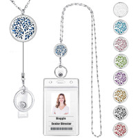 Usangers Retractable Lanyard - Retractable Lanyards For Id Badges Keys Women Cute Teacher Lanyard With Id Holder Retractable Badge Reels Necklace Keychain Silver Chain Nurse School Work Jewelry