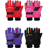 Hicarer 4 Pairs Winter Gloves For Kids Waterproof Snow Ski Gloves Warm Unisex Camouflage Clothes For Cold Weather Girls Boys Children(Purple, Pink, Black, Red,6-12 Years Old)
