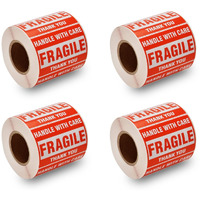 Sjpack 2000 Fragile Stickers 4 Rolls 2 "" X 3 "" Fragile - Handle With Care - Thank You Shipping Labels Stickers (500 Labels/Roll)