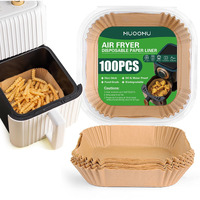Air Fryer Disposable Paper Liners Square, Non-Stick Parchment Paper, Air Fryer Accessories, Oil Proof, Water Proof, Paper Liner For Microwave Oven Frying Pan(100Pcs, 7.9Inch)
