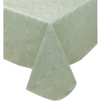 Newbridge Sage Green Moire Wavy Solid Color Print Heavy Weight Vinyl Flannel Backed Tablecloth, Indoor/Outdoor Vinyl Tablecloth With Flannel Backing, 60    X 84    Oblong/Rectangle