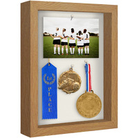 Americanflat 8.5X11 Shadow Box Frame In Dark Oak With Soft Linen Back - Engineered Wood With Polished Glass - Large Shadow Box Frame For Wall And Tabletop
