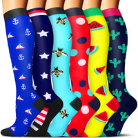 Compression Socks For Men & Women - 6 Pairs - Best Graduated Athletic & Medical For Men & Women, Running, Flight, Travel (Assort 8, Smallmedium)