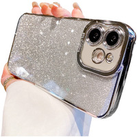 Fycyko Compatible With Iphone 11 Glitter Plating Case Luxury Women Clear Case For Iphone 11 Case Camera Protection Soft Tpu Shockproof Cover Silver Case 6.1""