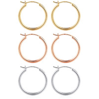 M Mooham Small Gold Hoop Earrings For Women, 14K Gold Plated 925 Sterling Silver Post Hypoallergenic Chunky Mini Hoops Earrings Pack Set Dainty Tiny Small Gold Hoop Earrings For Women Jewelry 25Mm