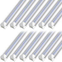 Shopled Led Shop Light 8Ft, 72W 9360Lm 6000K Cool White, High Output Linkable T8 Tube Light Fixtures, V-Shape, 8 Foot Led Shop Lights For Garage, Warehouse, 12 Pack