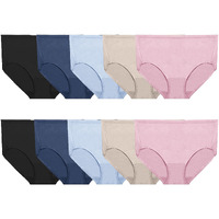 Fruit Of The Loom Women's 360 Underwear, High Performance Stretch For Effortless Comfort, Available Size, Cotton Blend Brief-10 Pack-Pink/Nude/Blue/Black, 12 Plus