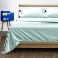 Thread Spread 100% Egyptian Cotton Sheets Set King - 1000 High Thread Count, Luxury 5-Star Hotel 4 Pc Sateen Bed Sheets King Size, Soft, Breathable Extra Long Staple 16 "" Deep Pocket Sheets - Sea Foam