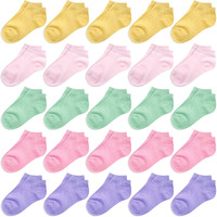 Duufin 25 Pairs Toddler Socks Low Cut Toddler Ankle Socks Half Cushion Kids Socks Low Rise Ankle Socks For Toddler Girls Boys, 4-6X