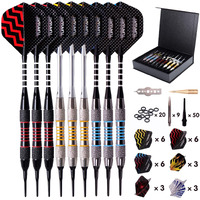 Darts Plastic Tip - Professional Soft Tip Darts Set For Electronic Dartboard 9 Pcs 18 Grams With 50 Extra Tips 9 Shafts 27 Flights Tool Kit Flight Protectors And Gift Darts Case