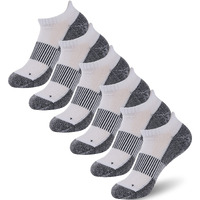 Footplus Running Copper Socks, Men Women Boys Girls Copper Low Cut Odor Free Golf Tennis Cushioned Sole Arch Support Marathon Jogging Socks,White&Black,Small/Medium