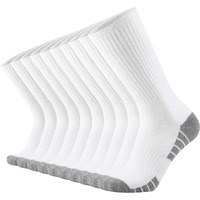 Onke Cotton Cushion Crew Socks For Men Women Athletics All Seasons Thick Warm Heavy Duty Work Boots Moisture Wicking Control(White L)