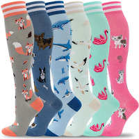 Fenglaoda Compression Socks For Women Circulation 20-30Mmhg Crazy, Cute, Socks Support For Nurse, Pregnant, Running, Medical
