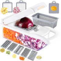 Ourokhome Onion Chopper Vegetable Dicer - 7 Blades Mandolin Slicer Pro Cutter With Egg Separator And Drain Basket(White)A