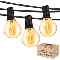 Damaing Outdoor 100Ft Globe String Lights With 52 Dimmable G40 Shatterproof Led Bulbs,Waterproof Connectable Patio Light For Backyard Hanging Lights,2700K Warm Glow