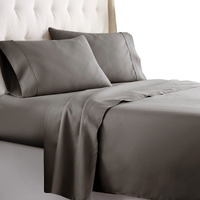 Hc Collection Full Bed Sheets Set - Hotel Luxury, Lightweight, Soft Cooling Bedding & Pillowcase Set W 16 Deep Pockets - Wrinkle & Shrink Resistant - Gray, Eco-Friendly Full Size 4 Pc Sheet Set