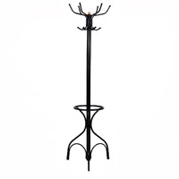 Nightcore Coat Rack Freestanding, Entryway Coat Hanger With Umbrella Rack, Clothes Coat Tree Stand With 12 Hanging Hooks, Coat Rack With Umbrella Stand For Jackets Bags Hats Purse Scarf, Black