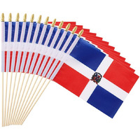 Ckexin 25Pack Small Dominica Flag Handheld Mini Dominican Flag On Stick 5X8 Inch