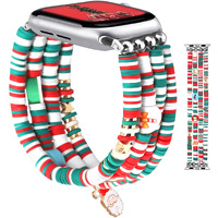 Jr.Dm Christmas Holiday Watch Band Compitable With Apple Watch 40Mm 38Mm 41Mm 44Mm 42Mm 45Mm 46Mm Women Cute Handmade Beaded Stretch Elastic Strap Replacement For Iwatch Series 10/9/8/7/Se/6/5/4/3/2/1