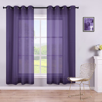 Koufall Purple Curtains 72 Inch Length For Girls Bedroom Set Of 2 Panels Grommet Window Semi Voile Drapes Purple Sheer Curtains For Living Room Kids Decor Dark Royal Purple 52X72 Long