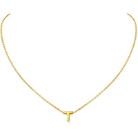 Letter T Necklace, 18K Gold Plated Sterling Silver Small Dainty Initial Pendant Necklace Personalized Name Necklace Tiny Alphabet Charm Necklace