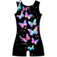Tuonroad Gymnastics Leotard With Shorts For Girls Biketards With Butterflies 7-8 7/8 Years Old