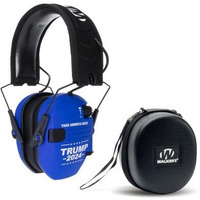 Walker's Razor Slim Shooting Earmuffs-Take America Back Series (Trump 2024, Blue) Bundle With Hearing Protective Case