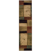 2 X 8 Beige And Brown Floral Block Pattern Runner Rug