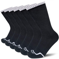 Aptyid Men's Moisture Wicking Cushioned Crew Work Boot Socks, Size 9-12, Black, 6 Pairs